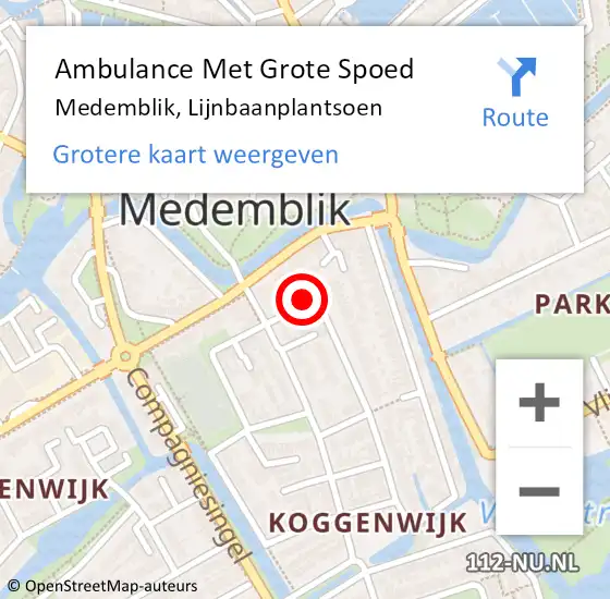 Locatie op kaart van de 112 melding: Ambulance Met Grote Spoed Naar Medemblik, Lijnbaanplantsoen op 8 augustus 2021 23:40