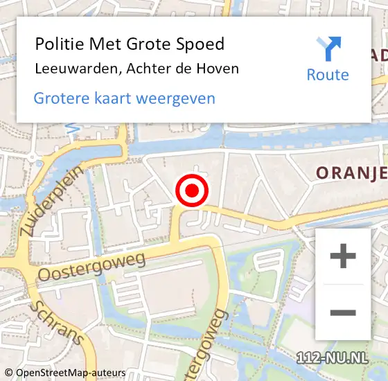 Locatie op kaart van de 112 melding: Politie Met Grote Spoed Naar Leeuwarden, Achter de Hoven op 9 augustus 2021 00:41