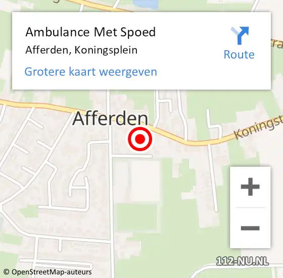 Locatie op kaart van de 112 melding: Ambulance Met Spoed Naar Afferden, Koningsplein op 9 augustus 2021 01:11