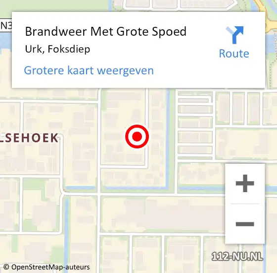 Locatie op kaart van de 112 melding: Brandweer Met Grote Spoed Naar Urk, Foksdiep op 9 augustus 2021 01:35