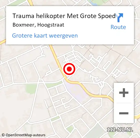 Locatie op kaart van de 112 melding: Trauma helikopter Met Grote Spoed Naar Boxmeer, Hoogstraat op 9 augustus 2021 01:41