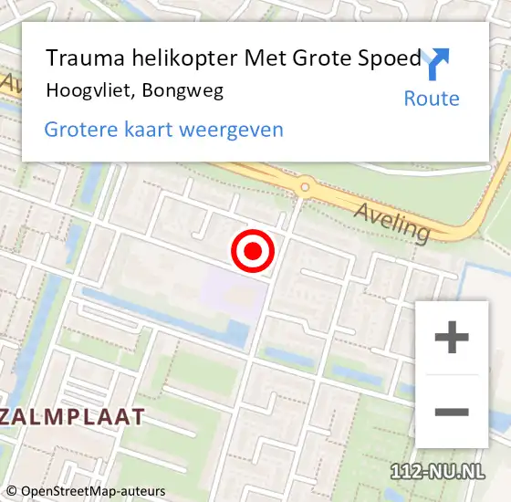 Locatie op kaart van de 112 melding: Trauma helikopter Met Grote Spoed Naar Hoogvliet, Bongweg op 9 augustus 2021 01:56