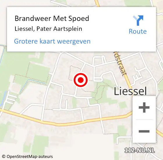 Locatie op kaart van de 112 melding: Brandweer Met Spoed Naar Liessel, Pater Aartsplein op 9 augustus 2021 02:01