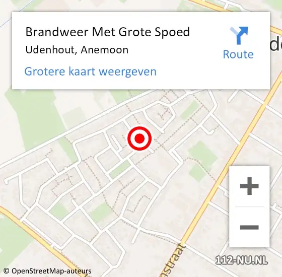 Locatie op kaart van de 112 melding: Brandweer Met Grote Spoed Naar Udenhout, Anemoon op 9 augustus 2021 02:47