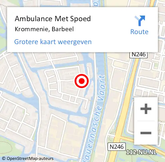 Locatie op kaart van de 112 melding: Ambulance Met Spoed Naar Krommenie, Barbeel op 9 augustus 2021 03:19