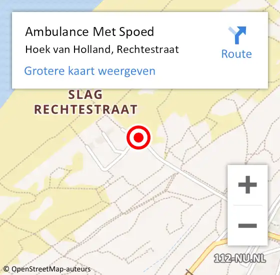 Locatie op kaart van de 112 melding: Ambulance Met Spoed Naar Hoek van Holland, Rechtestraat op 9 augustus 2021 03:42