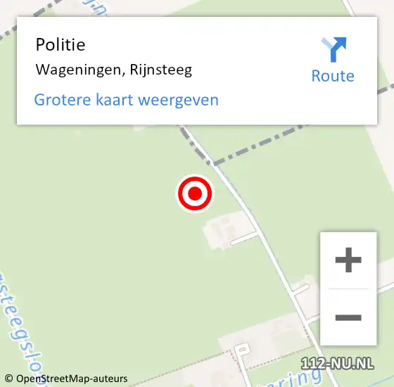 Locatie op kaart van de 112 melding: Politie Wageningen, Rijnsteeg op 9 augustus 2021 05:06