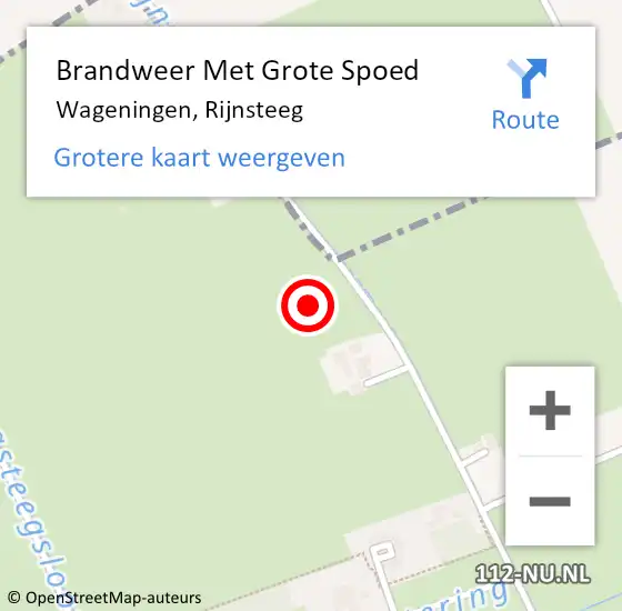 Locatie op kaart van de 112 melding: Brandweer Met Grote Spoed Naar Wageningen, Rijnsteeg op 9 augustus 2021 05:12