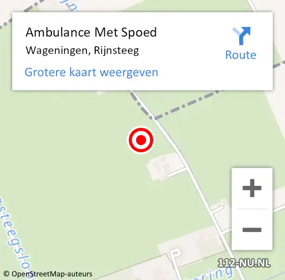 Locatie op kaart van de 112 melding: Ambulance Met Spoed Naar Wageningen, Rijnsteeg op 9 augustus 2021 05:14