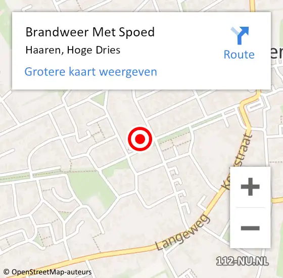 Locatie op kaart van de 112 melding: Brandweer Met Spoed Naar Haaren, Hoge Dries op 9 augustus 2021 06:14