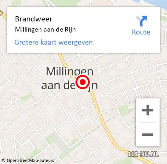 Locatie op kaart van de 112 melding: Brandweer Millingen aan de Rijn op 19 juni 2014 08:40