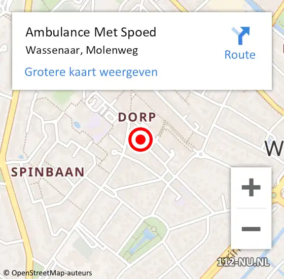 Locatie op kaart van de 112 melding: Ambulance Met Spoed Naar Wassenaar, Molenweg op 9 augustus 2021 07:45