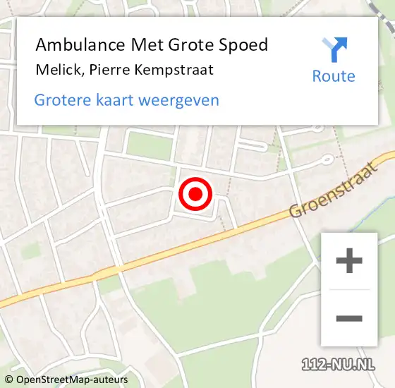 Locatie op kaart van de 112 melding: Ambulance Met Grote Spoed Naar Melick, Pierre Kempstraat op 9 augustus 2021 08:15