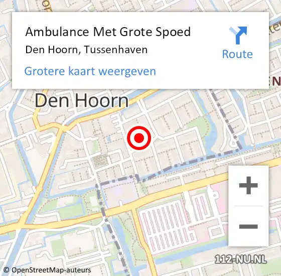 Locatie op kaart van de 112 melding: Ambulance Met Grote Spoed Naar Den Hoorn, Tussenhaven op 9 augustus 2021 08:16