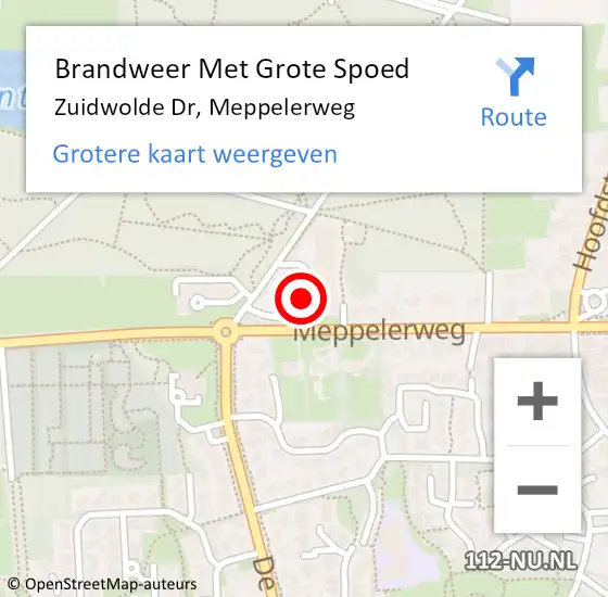 Locatie op kaart van de 112 melding: Brandweer Met Grote Spoed Naar Zuidwolde Dr, Meppelerweg op 19 juni 2014 08:45