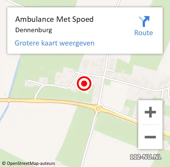 Locatie op kaart van de 112 melding: Ambulance Met Spoed Naar Dennenburg op 9 augustus 2021 08:24