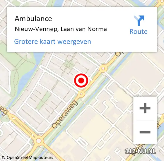 Locatie op kaart van de 112 melding: Ambulance Nieuw-Vennep, Laan van Norma op 9 augustus 2021 08:35