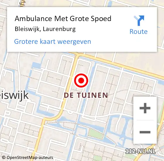 Locatie op kaart van de 112 melding: Ambulance Met Grote Spoed Naar Bleiswijk, Laurenburg op 9 augustus 2021 08:50