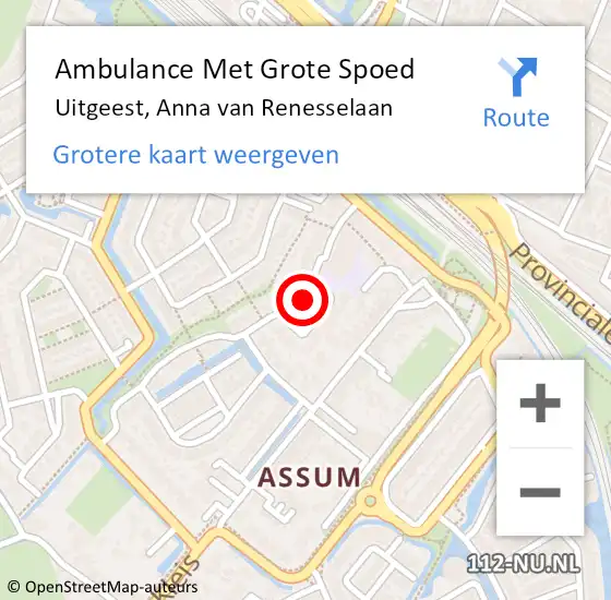 Locatie op kaart van de 112 melding: Ambulance Met Grote Spoed Naar Uitgeest, Anna van Renesselaan op 9 augustus 2021 08:57
