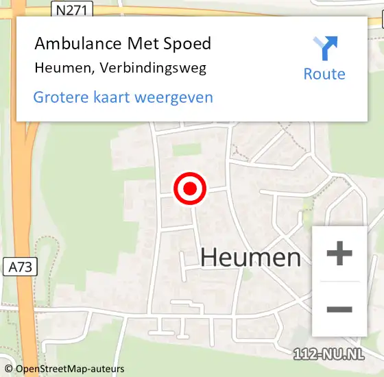 Locatie op kaart van de 112 melding: Ambulance Met Spoed Naar Heumen, Verbindingsweg op 9 augustus 2021 08:57