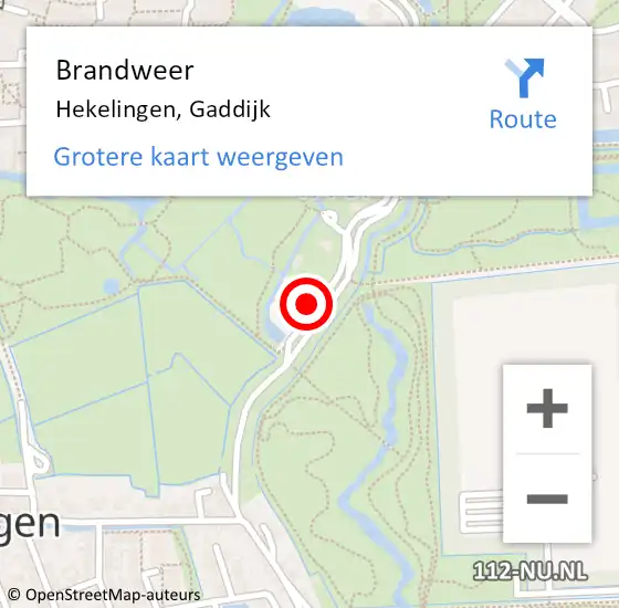 Locatie op kaart van de 112 melding: Brandweer Hekelingen, Gaddijk op 9 augustus 2021 10:07