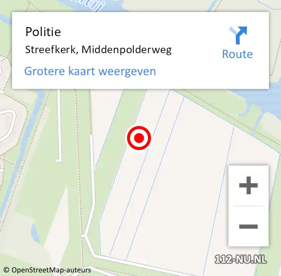 Locatie op kaart van de 112 melding: Politie Streefkerk, Middenpolderweg op 9 augustus 2021 10:08