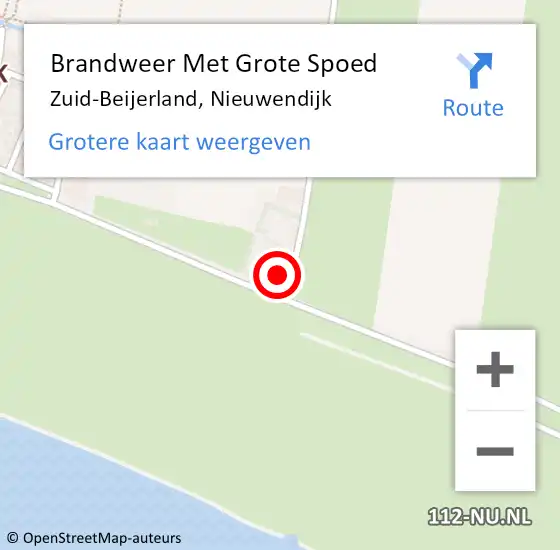 Locatie op kaart van de 112 melding: Brandweer Met Grote Spoed Naar Zuid-Beijerland, Nieuwendijk op 9 augustus 2021 10:16