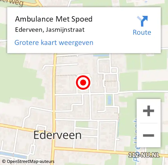 Locatie op kaart van de 112 melding: Ambulance Met Spoed Naar Ederveen, Jasmijnstraat op 9 augustus 2021 10:17