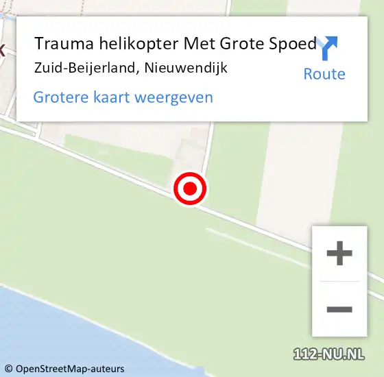 Locatie op kaart van de 112 melding: Trauma helikopter Met Grote Spoed Naar Zuid-Beijerland, Nieuwendijk op 9 augustus 2021 10:18