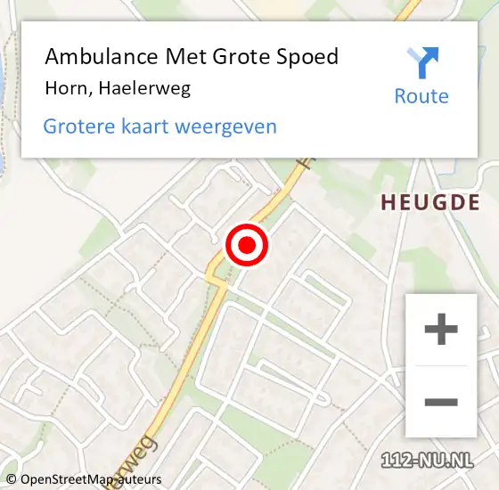 Locatie op kaart van de 112 melding: Ambulance Met Grote Spoed Naar Horn, Haelerweg op 9 augustus 2021 10:28