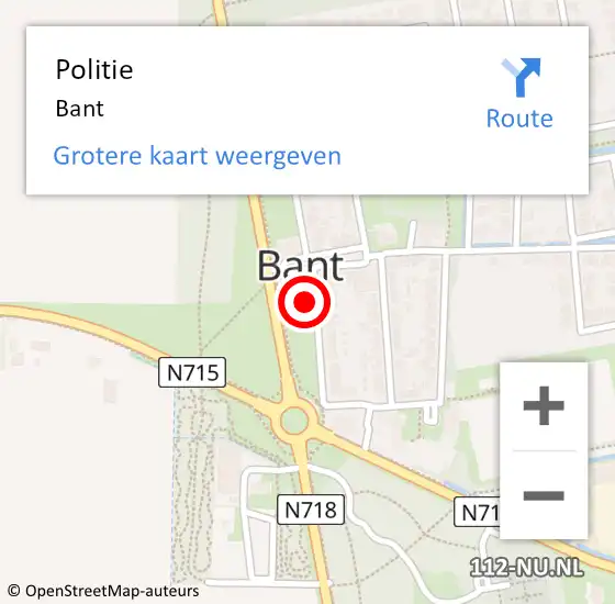 Locatie op kaart van de 112 melding: Politie Bant op 9 augustus 2021 10:45