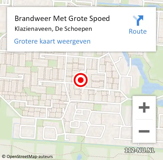 Locatie op kaart van de 112 melding: Brandweer Met Grote Spoed Naar Klazienaveen, De Schoepen op 9 augustus 2021 11:25