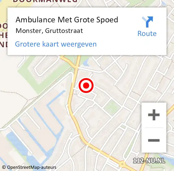 Locatie op kaart van de 112 melding: Ambulance Met Grote Spoed Naar Monster, Gruttostraat op 9 augustus 2021 11:31