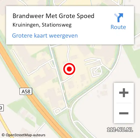 Locatie op kaart van de 112 melding: Brandweer Met Grote Spoed Naar Kruiningen, Stationsweg op 9 augustus 2021 11:49