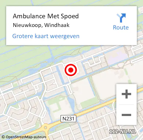 Locatie op kaart van de 112 melding: Ambulance Met Spoed Naar Nieuwkoop, Windhaak op 9 augustus 2021 11:54