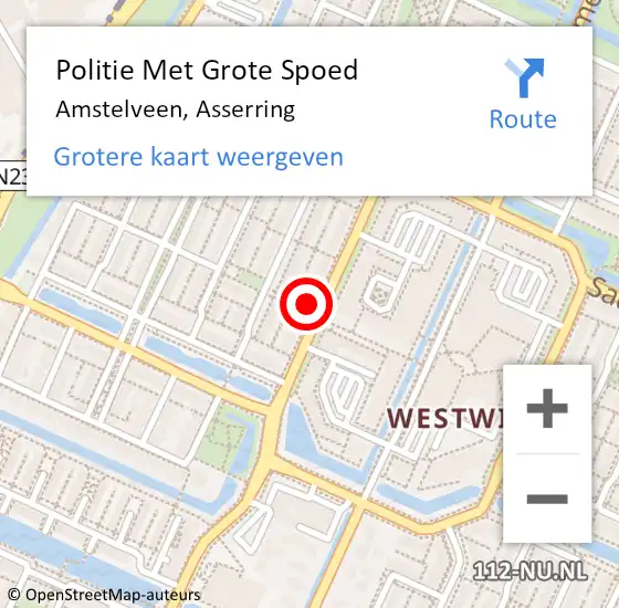 Locatie op kaart van de 112 melding: Politie Met Grote Spoed Naar Amstelveen, Asserring op 9 augustus 2021 12:04