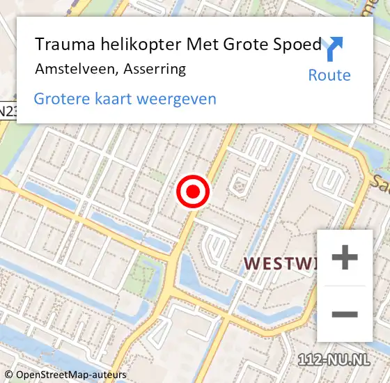 Locatie op kaart van de 112 melding: Trauma helikopter Met Grote Spoed Naar Amstelveen, Asserring op 9 augustus 2021 12:04