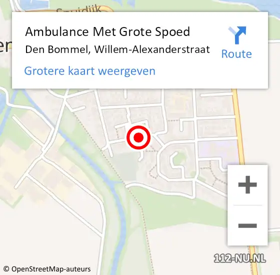 Locatie op kaart van de 112 melding: Ambulance Met Grote Spoed Naar Den Bommel, Willem-Alexanderstraat op 9 augustus 2021 12:05