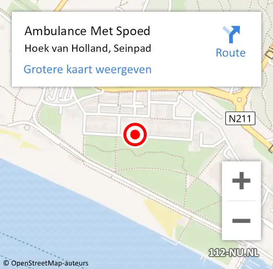 Locatie op kaart van de 112 melding: Ambulance Met Spoed Naar Hoek van Holland, Seinpad op 9 augustus 2021 12:33