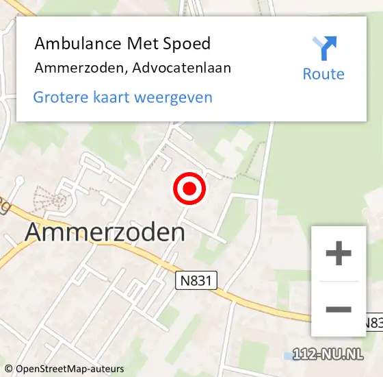 Locatie op kaart van de 112 melding: Ambulance Met Spoed Naar Ammerzoden, Advocatenlaan op 9 augustus 2021 13:04