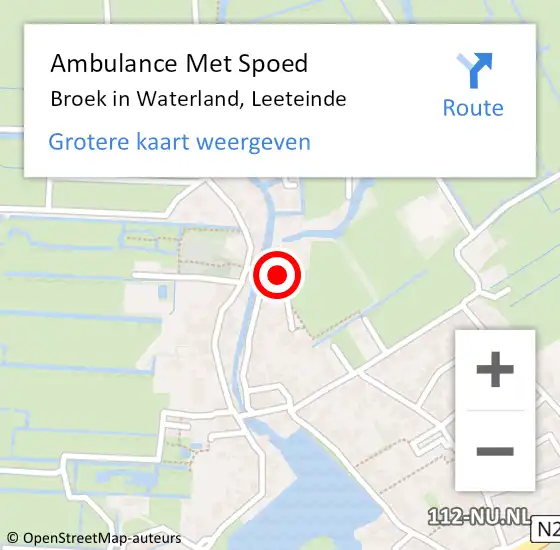 Locatie op kaart van de 112 melding: Ambulance Met Spoed Naar Broek in Waterland, Leeteinde op 9 augustus 2021 13:36