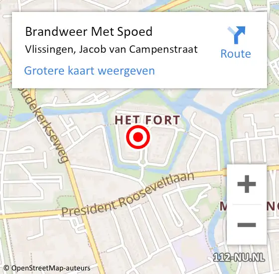 Locatie op kaart van de 112 melding: Brandweer Met Spoed Naar Vlissingen, Jacob van Campenstraat op 9 augustus 2021 13:42