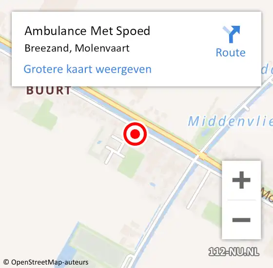 Locatie op kaart van de 112 melding: Ambulance Met Spoed Naar Breezand, Molenvaart op 9 augustus 2021 13:55