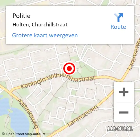 Locatie op kaart van de 112 melding: Politie Holten, Churchillstraat op 9 augustus 2021 14:03