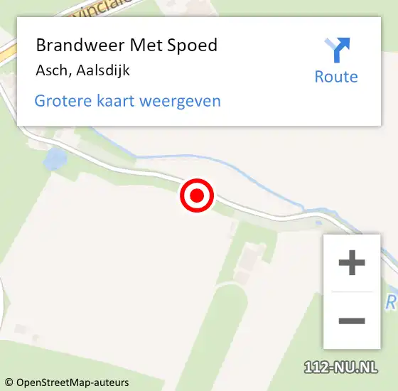 Locatie op kaart van de 112 melding: Brandweer Met Spoed Naar Asch, Aalsdijk op 9 augustus 2021 14:06