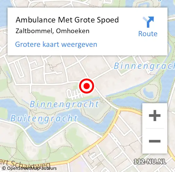 Locatie op kaart van de 112 melding: Ambulance Met Grote Spoed Naar Zaltbommel, Omhoeken op 9 augustus 2021 14:07