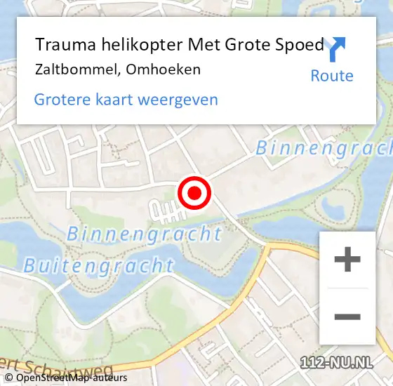 Locatie op kaart van de 112 melding: Trauma helikopter Met Grote Spoed Naar Zaltbommel, Omhoeken op 9 augustus 2021 14:10