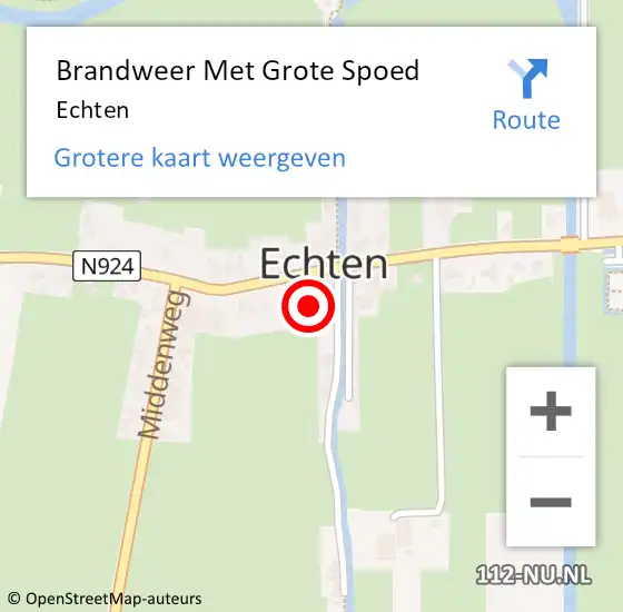 Locatie op kaart van de 112 melding: Brandweer Met Grote Spoed Naar Echten op 9 augustus 2021 14:10