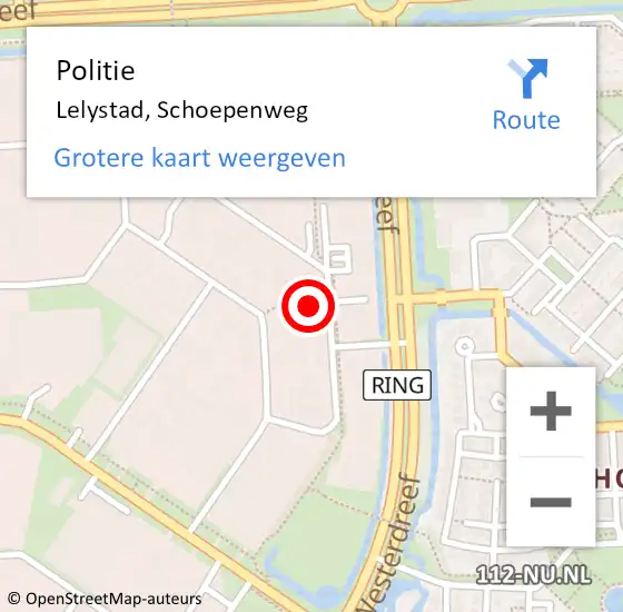 Locatie op kaart van de 112 melding: Politie Lelystad, Schoepenweg op 9 augustus 2021 14:35