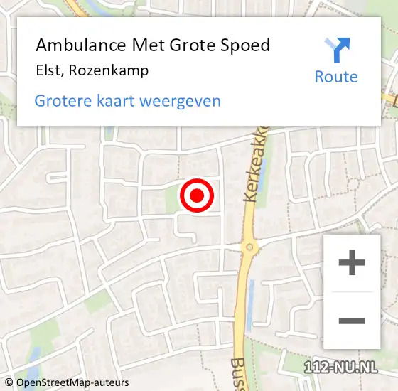 Locatie op kaart van de 112 melding: Ambulance Met Grote Spoed Naar Elst, Rozenkamp op 9 augustus 2021 14:52
